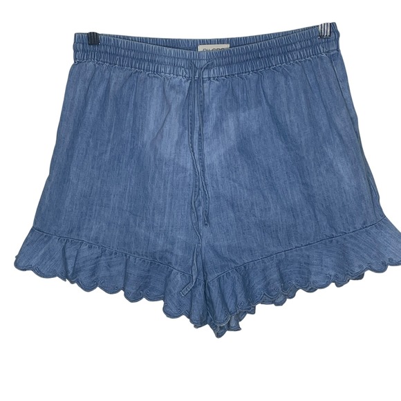 Pilcro Pants - Pilcro Chambray Ruffle Shorts Drawstring Waist Lightweight Women's M‎